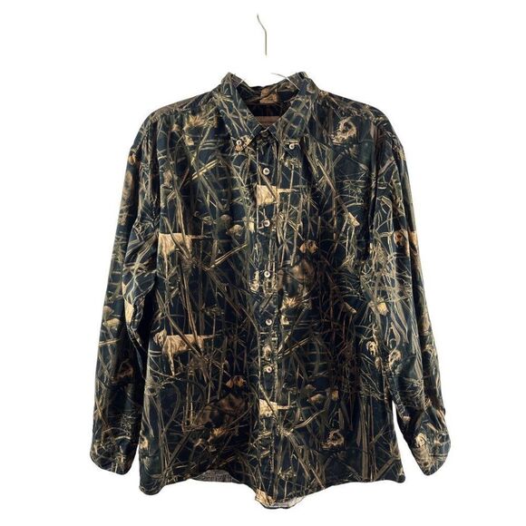 Rugged Earth Outfitters Hunting Dogs Camo Button Down Collared Shirt Large - Picture 1 of 10